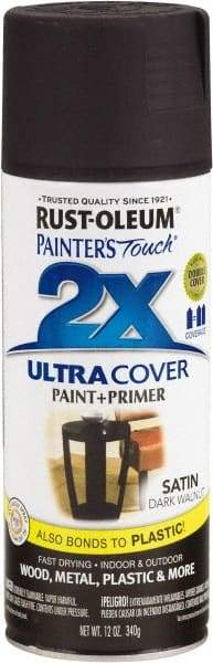 Rust-Oleum - Dark Walnut, Satin, Enamel Spray Paint - 8 Sq Ft per Can, 12 oz Container, Use on Multipurpose - USA Tool & Supply