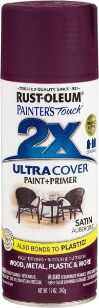 Rust-Oleum - Aubergine (Color), Satin, Enamel Spray Paint - 8 Sq Ft per Can, 12 oz Container, Use on Multipurpose - USA Tool & Supply