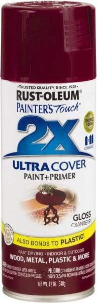 Rust-Oleum - Cranberry, Gloss, Enamel Spray Paint - 8 Sq Ft per Can, 12 oz Container, Use on Multipurpose - USA Tool & Supply