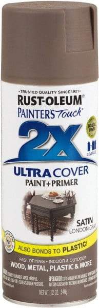 Rust-Oleum - London Gray, Satin, Enamel Spray Paint - 8 Sq Ft per Can, 12 oz Container, Use on Multipurpose - USA Tool & Supply