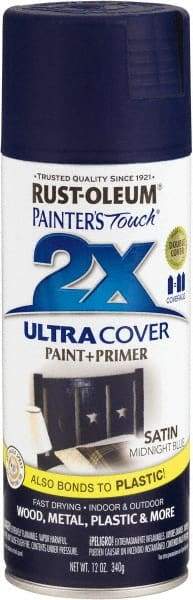 Rust-Oleum - Midnight Blue, Satin, Enamel Spray Paint - 8 Sq Ft per Can, 12 oz Container, Use on Multipurpose - USA Tool & Supply