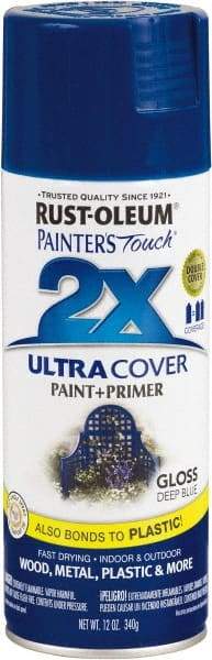 Rust-Oleum - Deep Blue, Gloss, Enamel Spray Paint - 8 Sq Ft per Can, 12 oz Container, Use on Multipurpose - USA Tool & Supply