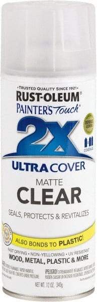 Rust-Oleum - Clear, Flat, Enamel Spray Paint - 8 Sq Ft per Can, 12 oz Container, Use on Multipurpose - USA Tool & Supply