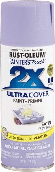 Rust-Oleum - French Lilac, Satin, Enamel Spray Paint - 8 Sq Ft per Can, 12 oz Container, Use on Multipurpose - USA Tool & Supply