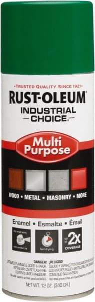 Rust-Oleum - Emerald Green, Gloss, Enamel Spray Paint - 15 to 25 Sq Ft per Can, 12 oz Container, Use on Multipurpose - USA Tool & Supply