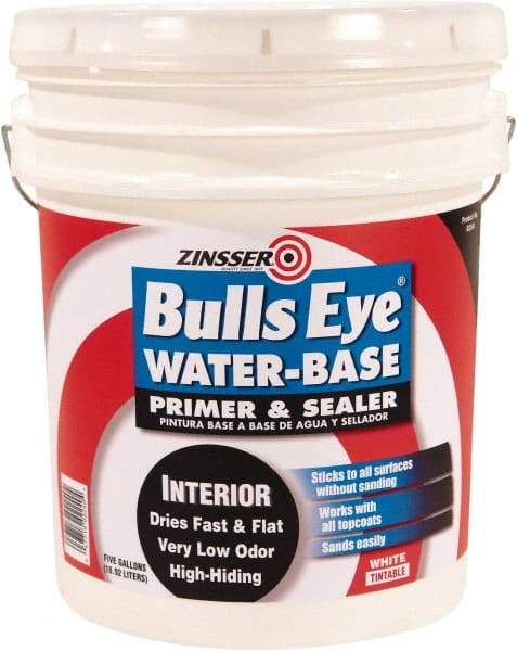 Rust-Oleum - 5 Gal White Water-Based Acrylic Enamel Primer - 1000 Sq Ft Coverage, <100 gL Content, Quick Drying, Interior/Exterior - USA Tool & Supply