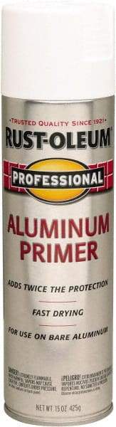 Rust-Oleum - 14 oz Aluminum Aluminum Primer - 14 Sq Ft Coverage, Quick Drying, Interior/Exterior - USA Tool & Supply