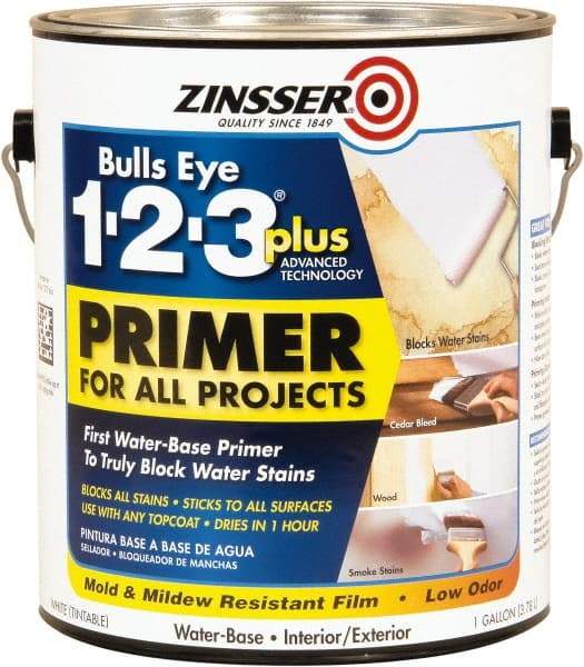 Rust-Oleum - 1 Gal White Alkyd Primer - 400 Sq Ft Coverage, 4 gL Content, Quick Drying, Interior/Exterior - USA Tool & Supply