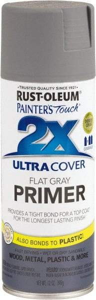Rust-Oleum - 12 oz Gray Aerosol Primer - 10 to 12 Sq Ft Coverage, Interior/Exterior - USA Tool & Supply