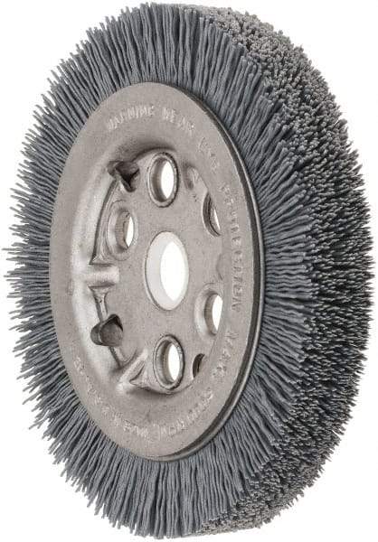 Weiler - 4-1/4" OD, 5/8" Arbor Hole, Crimped Nylon Wheel Brush - 3/4" Face Width, 5/8" Trim Length, 0.022" Filament Diam, 6,000 RPM - USA Tool & Supply