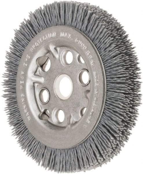 Weiler - 4-1/4" OD, 5/8" Arbor Hole, Crimped Nylon Wheel Brush - 3/4" Face Width, 5/8" Trim Length, 0.035" Filament Diam, 6,000 RPM - USA Tool & Supply