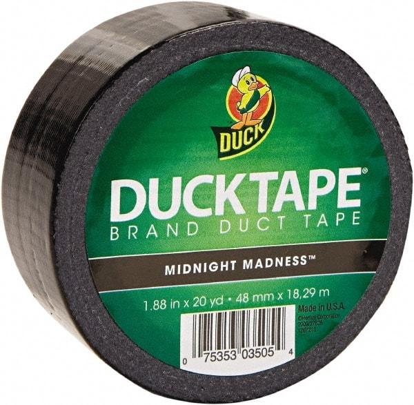 Duck - 1-7/8" x 20 Yds Black Duct Tape - 9 mil, Rubber Adhesive, Vinyl Backing, 22 Lb/ln Tensile Strength, Series DUC - USA Tool & Supply