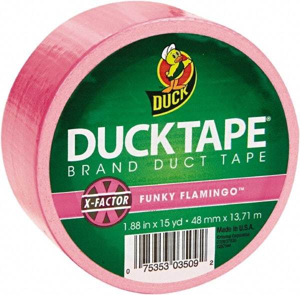 Duck - 1-7/8" x 15 Yds Pink Duct Tape - 9 mil, Rubber Adhesive, Vinyl Backing, 22 Lb/ln Tensile Strength, Series DUC - USA Tool & Supply