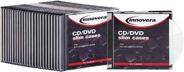 innovera - 1 Compartment, 4-7/8 Inch Wide x 1/4 Inch Deep x 5-5/8 Inch High, CD/DVD Case - Polystyrene, Clear - USA Tool & Supply