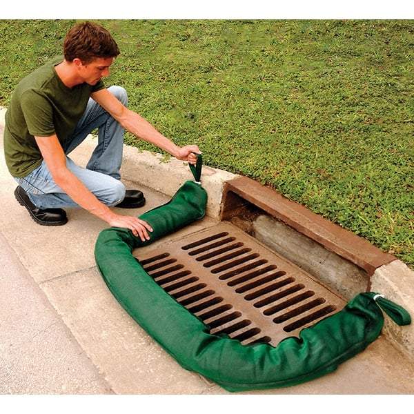 UltraTech - 26 Gal, 9' Long, 4" Diam, Woven Polymer/Phos Filter Filter Sock, Phos Filter - Stormwater & Construction, Green - USA Tool & Supply