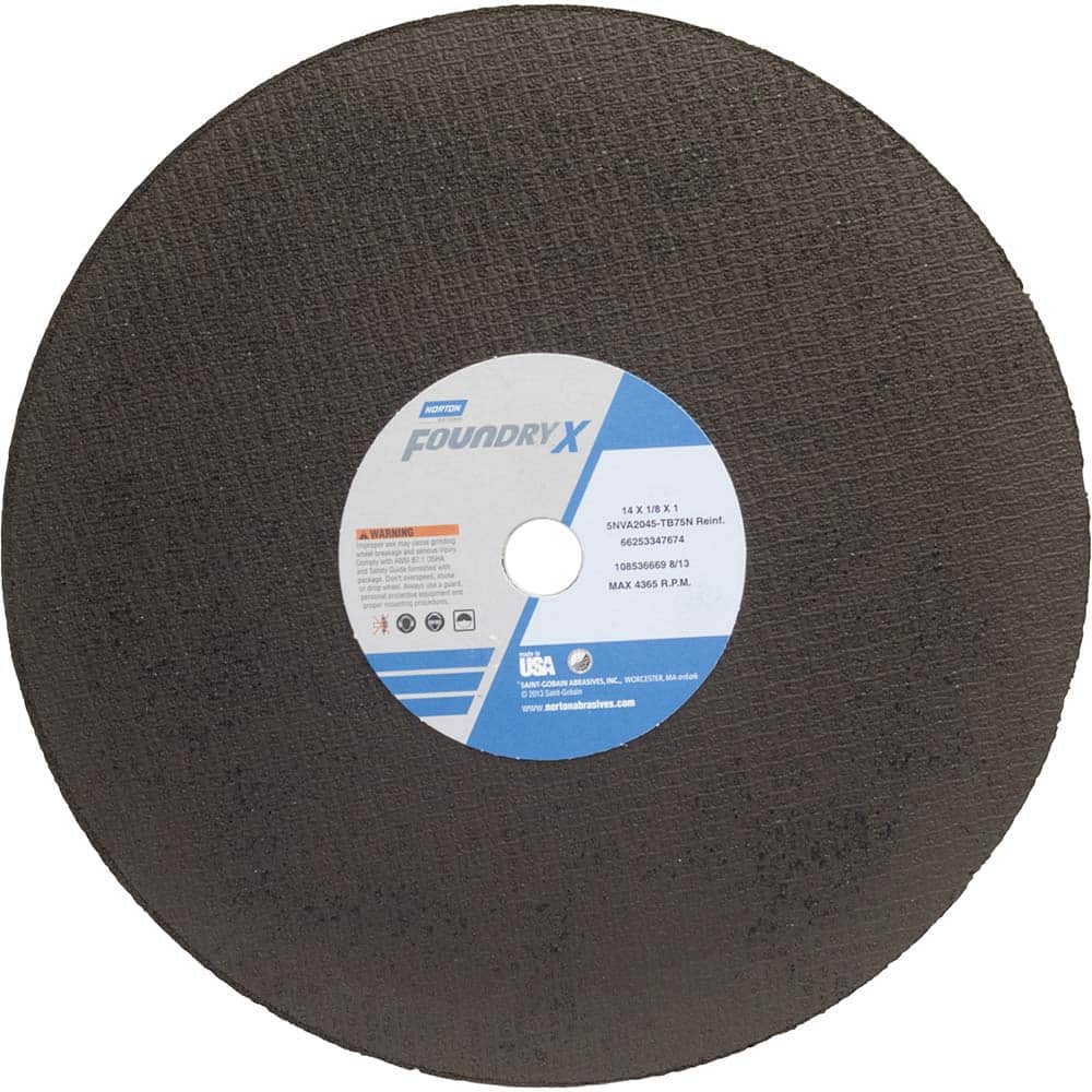 Norton - 14 x 1/8, 1" Hole 24 Grit Zirconia Alumina Cutoff Wheel - USA Tool & Supply