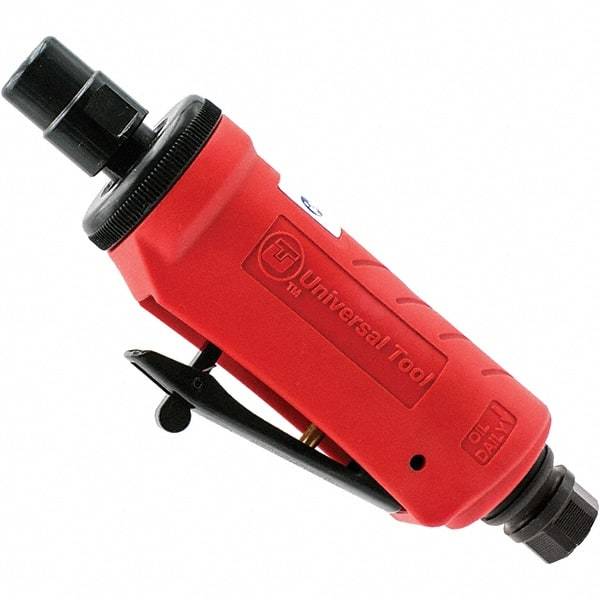 Universal Tool - 1/4" Collet, Straight Handle, Air Straight Die Grinder - Rear Exhaust, 4 CFM, 0.5 hp, 90 psi, 1/4" Inlet - USA Tool & Supply