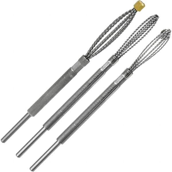 Made in USA - 3 Piece Power Deburring Tool Set - 1/4" Diam Hole Tools - USA Tool & Supply