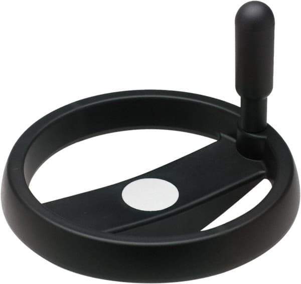 Elesa - 3.9", 2 Spoke Handwheel with Revolving Handle - 0.71" Hub, High Impact Strength Technopolymer, Black Matte Finish - USA Tool & Supply