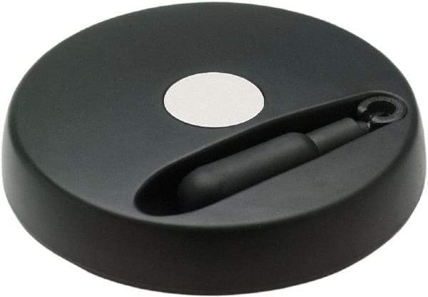 Elesa - 3.9" Diam, Technopolymer Handwheel with Fold Away Handle - 1.57" Hub Diam - USA Tool & Supply