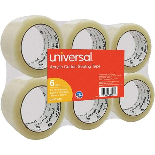 UNIVERSAL - 48mm Wide x 1.7mm Thick x 100m Long, 63120 Box Sealing & Label Protection Tape - Clear - USA Tool & Supply