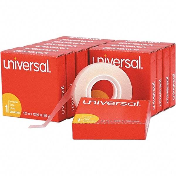 UNIVERSAL - 1/2" Wide x 1mm Thick x 36 yds Long, 81236VP Box Sealing & Label Protection Tape - Clear - USA Tool & Supply