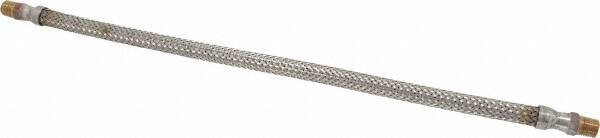 Made in USA - 18" OAL, 1/4" ID, 2,240 Max psi, Flexible Metal Hose Assembly - USA Tool & Supply