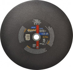 Norton - 14" Aluminum Oxide Cutoff Wheel - 1/8" Thick, 1" Arbor, 4,365 Max RPM, Use with Stationary Tools - USA Tool & Supply