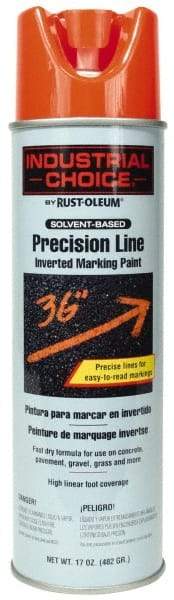 Rust-Oleum - 17 fl oz Orange Marking Paint - 600' to 700' Coverage at 1" Wide, Solvent-Based Formula - USA Tool & Supply