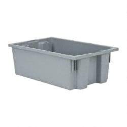 Quantum Storage - 75 Lb Load Capacity Gray Polyethylene Tote Container - Stacking, Nesting, 18" Long x 11" Wide x 6" High - USA Tool & Supply