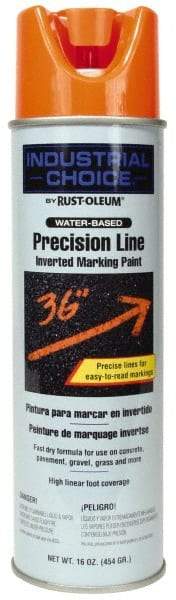 Rust-Oleum - 17 fl oz Orange Marking Paint - 600' to 700' Coverage at 1" Wide, Water-Based Formula - USA Tool & Supply
