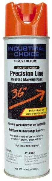 Rust-Oleum - 17 fl oz Orange Marking Paint - 600' to 700' Coverage at 1" Wide, Water-Based Formula - USA Tool & Supply
