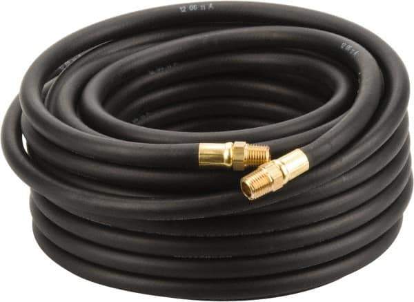 Continental ContiTech - 1/4" ID x 1/2" OD 50' Long Multipurpose Air Hose - MNPT x MNPT Ends, 200 Working psi, -40 to 190°F, 1/4" Fitting, Black - USA Tool & Supply