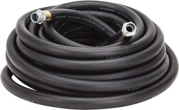Continental ContiTech - 3/4" ID x 1.118" OD 50' Long Multipurpose Air Hose - MNPT x MNPT Ends, 200 Working psi, -40 to 190°F, 3/4" Fitting, Black - USA Tool & Supply