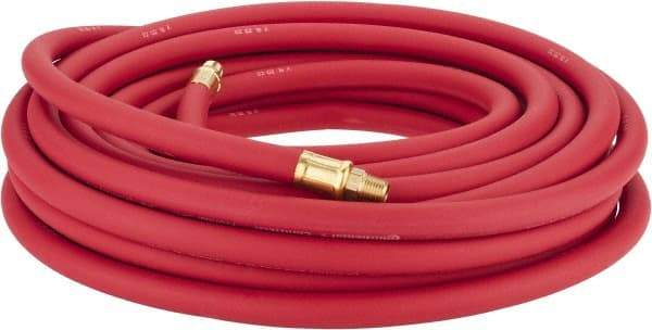 Continental ContiTech - 3/8" ID x 0.7" OD 50' Long Multipurpose Air Hose - MNPT x MNPT Ends, 250 Working psi, -40 to 190°F, 1/4" Fitting, Red - USA Tool & Supply