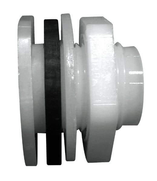 Green Leaf - 1/2 Polypropylene Threaded Tube Bulkhead Fitting - 0.753" ID, 75 Max Working psi - USA Tool & Supply