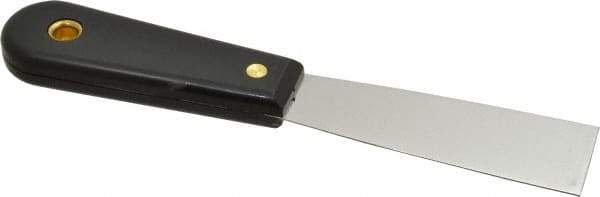 Value Collection - 1-1/4" Wide Stainless Steel Putty Knife - Stiff, Nylon Handle, 7.68" OAL - USA Tool & Supply
