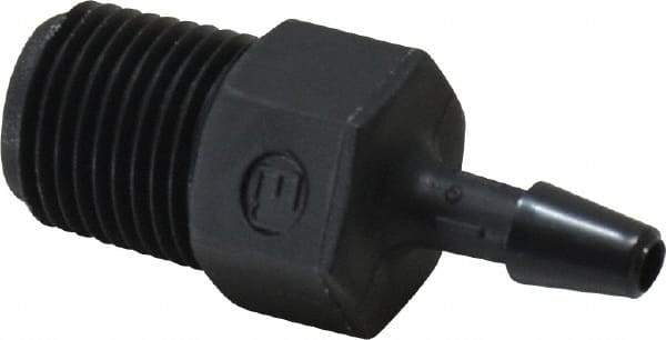 Made in USA - 1/8" Barb, 1/8, Nylon Single Barbed Tube Adapter - Black, Male - USA Tool & Supply