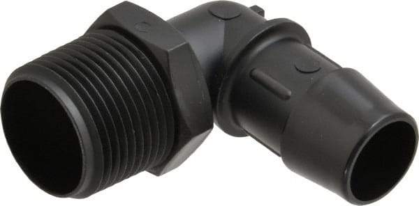 Made in USA - 3/4" Barb, 3/4, Nylon Single Barbed Tube Elbow - Black, Male - USA Tool & Supply