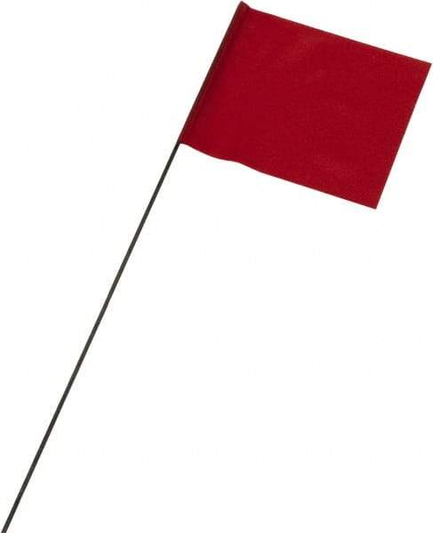 Ability One - 3" High x 3-1/2" Wide, Red PVC Marking Flag - 21" Overall Height - USA Tool & Supply
