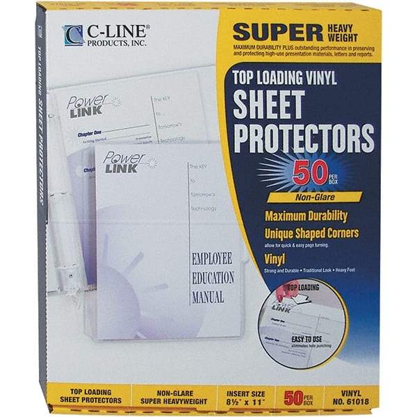 C-LINE - 50 Piece Clear Sheet Protectors-Ring Binder - 11" High x 8-1/2" Wide - USA Tool & Supply