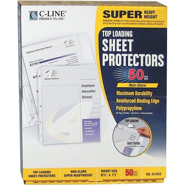 C-LINE - 50 Piece Clear Sheet Protectors-Ring Binder - 11" High x 8-1/2" Wide - USA Tool & Supply