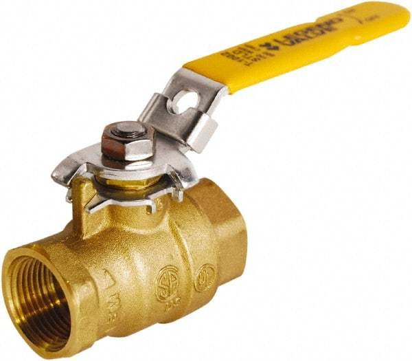 Legend Valve - 1" Pipe, Full Port, Brass Full Port Ball Valve - 2 Piece, FNPT x FNPT Ends, Locking Lever Handle, 600 WOG, 150 WSP - USA Tool & Supply