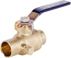 Legend Valve - 1" Pipe, Full Port, Lead Free Brass Full Port Ball Valve - 2 Piece, Solder x Solder Ends, Lever Handle, 600 WOG - USA Tool & Supply