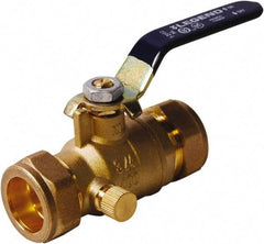 Legend Valve - 1" Pipe, Full Port, Lead Free Brass UL, CSA, FM, NSF Approved Ball Valve - 2 Piece, Comp x Comp Ends, Lever Handle, 600 WOG - USA Tool & Supply