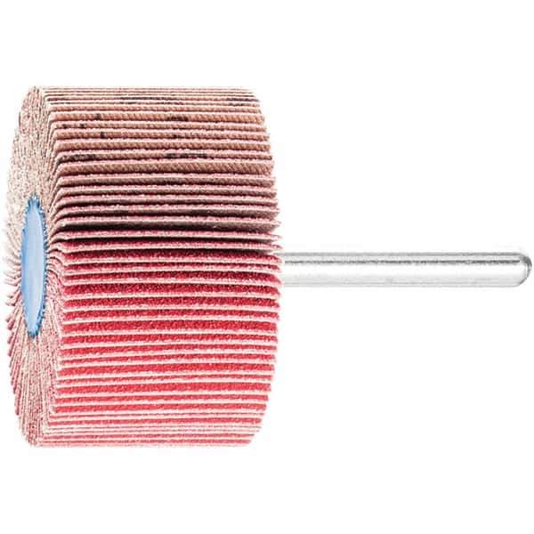 PFERD - 2" Diam x 1" Face Width, Ceramic Coated Mounted Flap Wheel - 1/4" Shank Mount, 120 Grit, 23,000 Max RPM - USA Tool & Supply