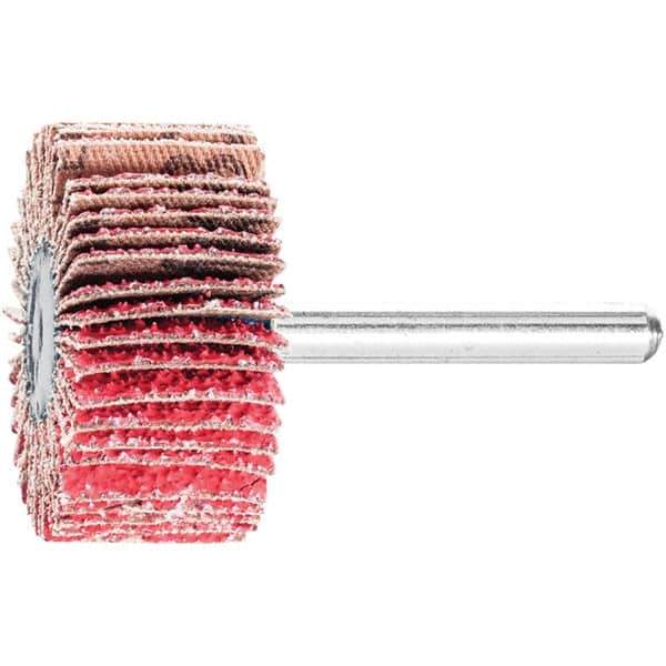 PFERD - 1-1/2" Diam x 1" Face Width, Ceramic Coated Mounted Flap Wheel - 1/4" Shank Mount, 40 Grit, 25,000 Max RPM - USA Tool & Supply