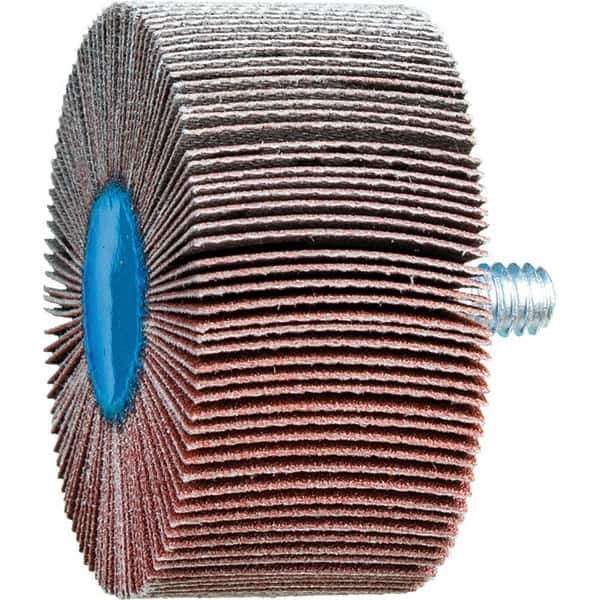 PFERD - 2" Diam x 1" Face Width, Aluminum Oxide Coated Mounted Flap Wheel - 1/4-20 Threaded Mount, 180 Grit, 23,000 Max RPM - USA Tool & Supply