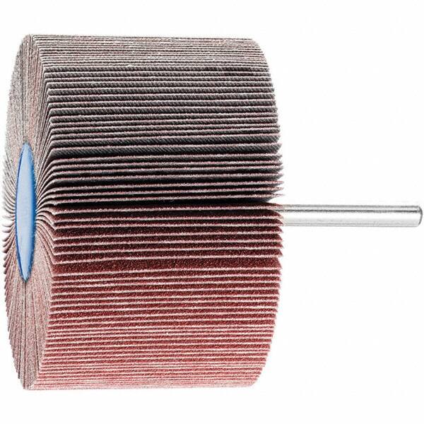 PFERD - 3" Diam x 2" Face Width, Aluminum Oxide Coated Mounted Flap Wheel - 1/4" Shank Mount, 120 Grit, 6,000 Max RPM - USA Tool & Supply