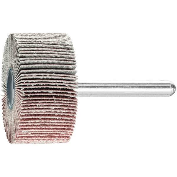 PFERD - 1-1/2" Diam x 1" Face Width, Aluminum Oxide Coated Mounted Flap Wheel - 1/4" Shank Mount, 180 Grit, 23,000 Max RPM - USA Tool & Supply